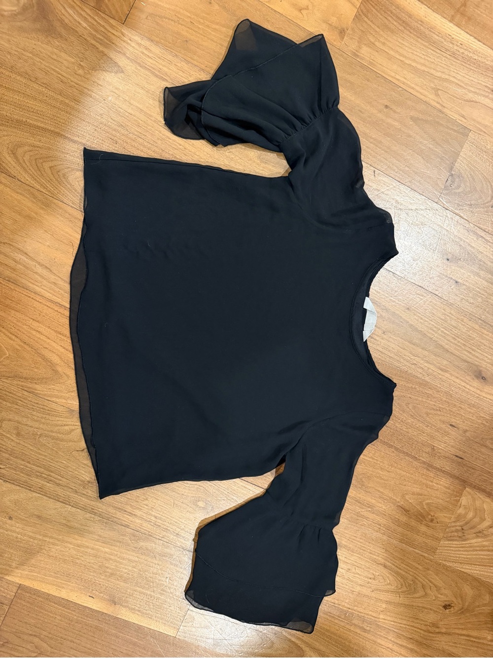 H&M Black Sheer Puff Sleeve Top